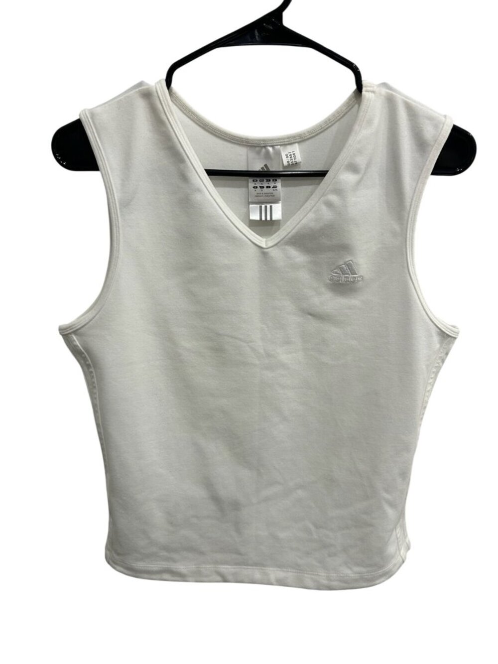 Adidas Womens White V-Neck Sleeveless Top Size XL Athleisure Gorpcore